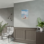 Sun-drenched beach memory with beach chair and umbrella - Poster