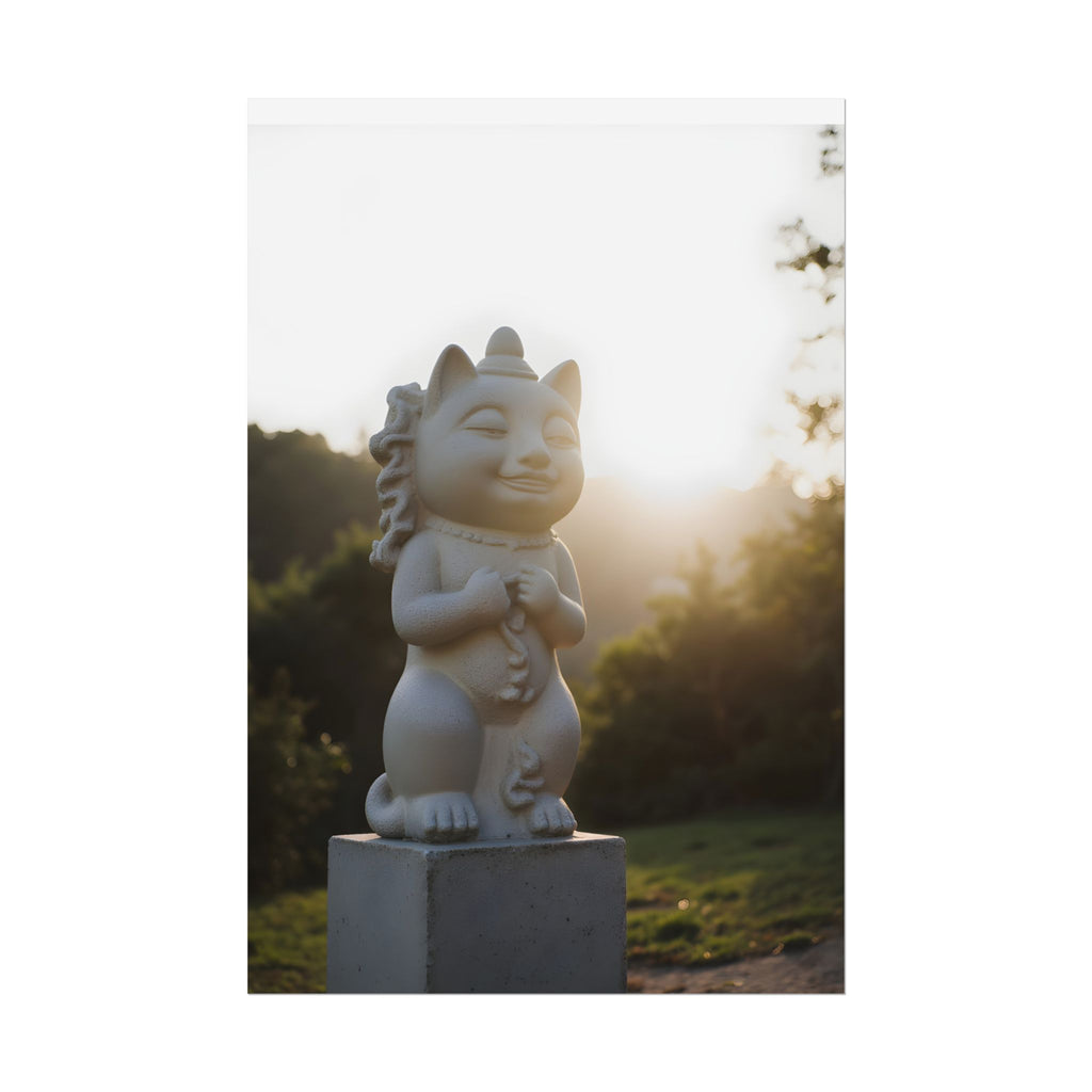 Zonovergoten gelukskat muurdecoratie - Poster 