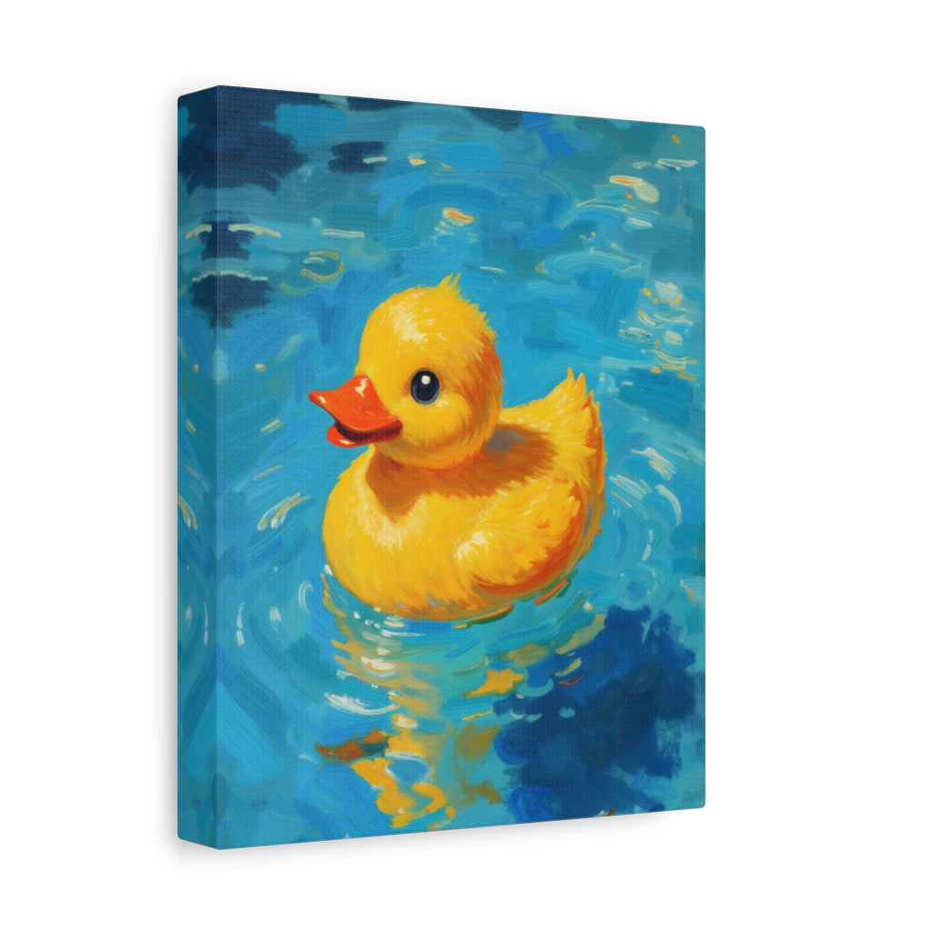Rubber Duck Painting Canvas — Bright Yellow Nursery Wall Art