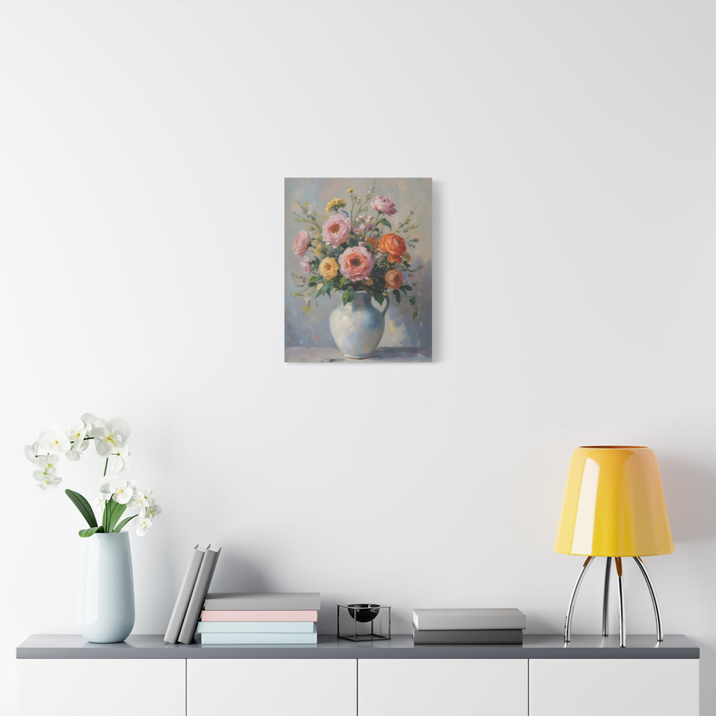 Wandbild „Bunte Rosen im Krug“ – Leinwand 