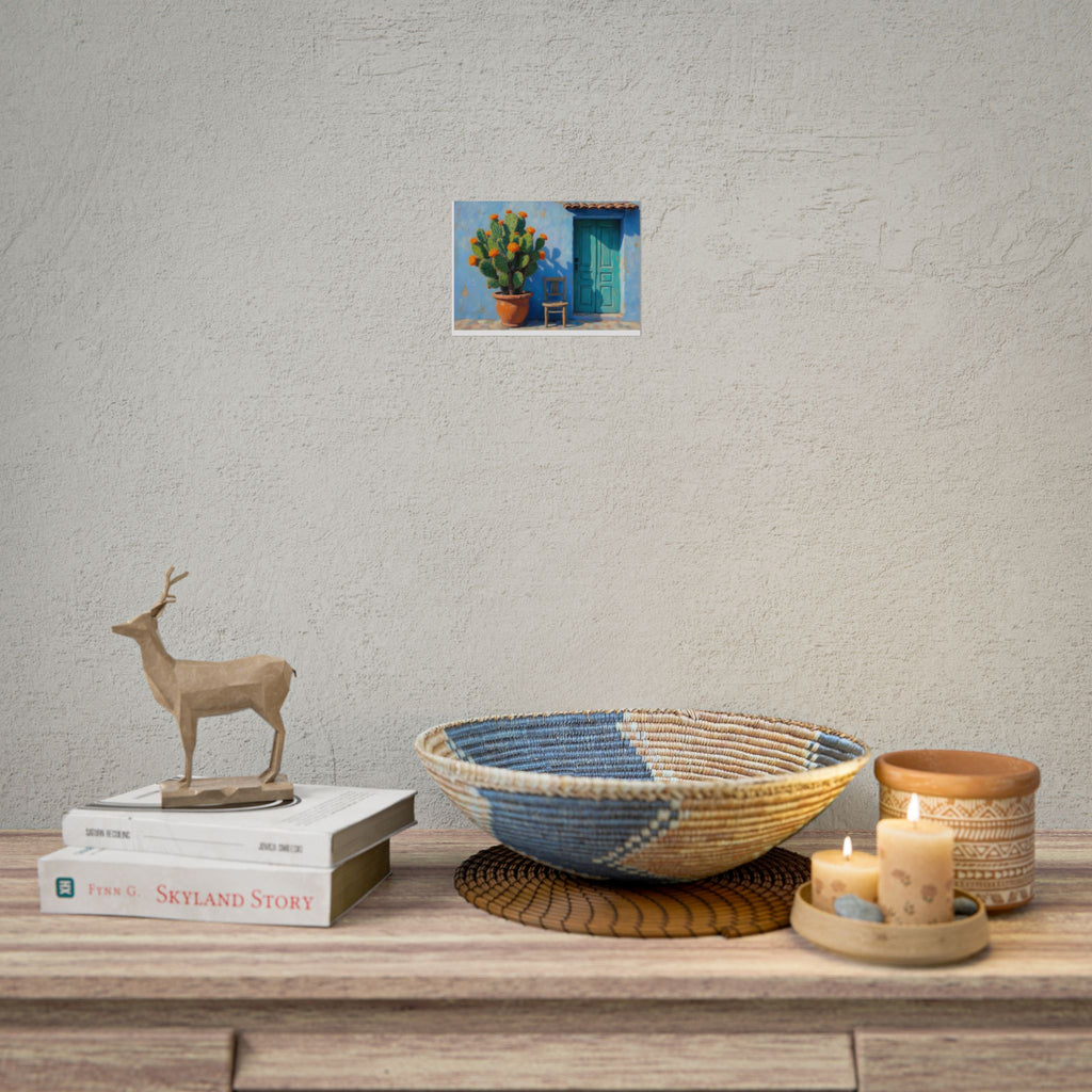 Cactus Courtyard Rolled Poster — Turquoise Door Desert Wall Art