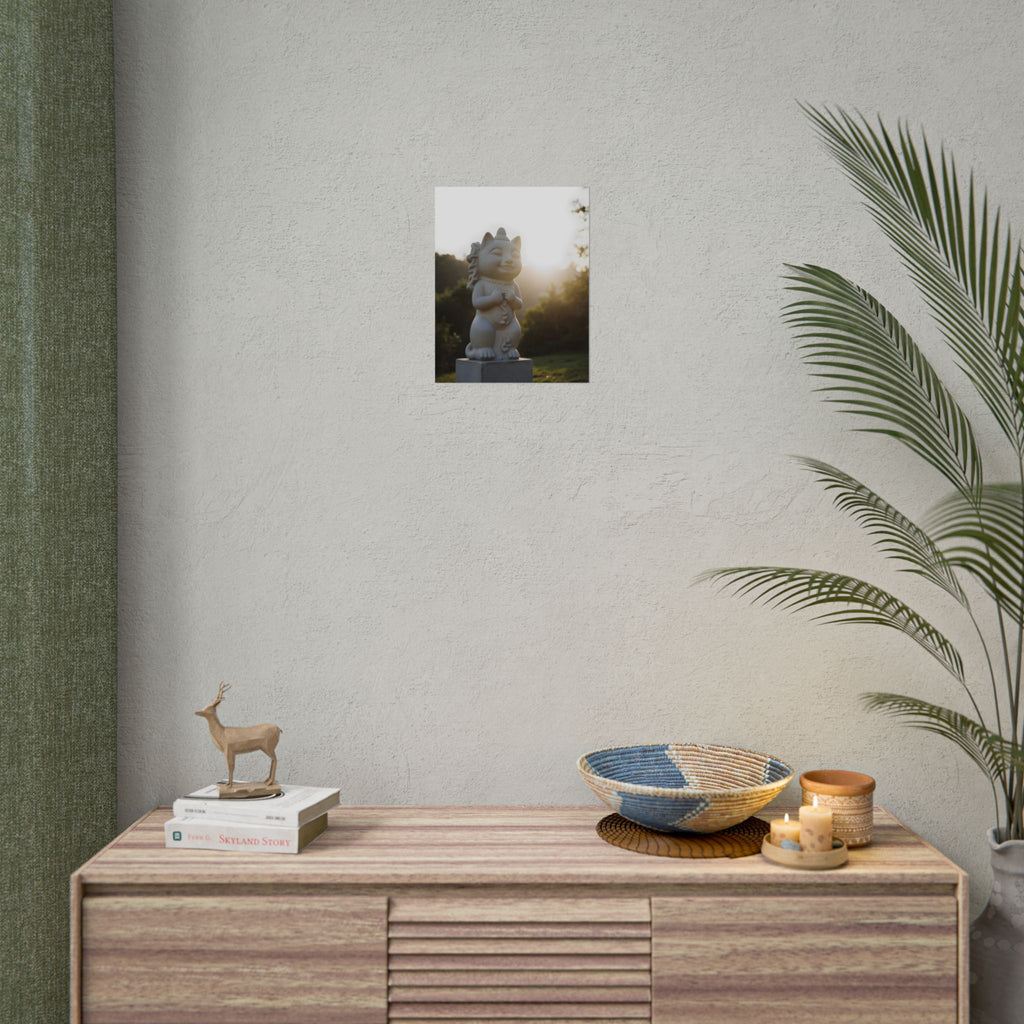 Zonovergoten gelukskat muurdecoratie - Poster 