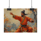 Martial Artist Art Poster - Warrior in Orange Traditional Kung Fu Wall Art