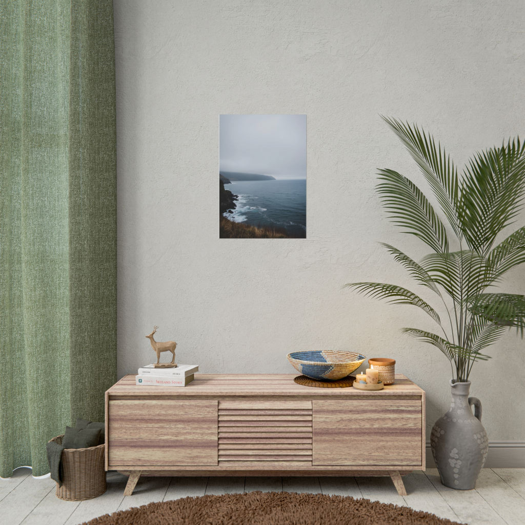 Muurdecoratie met mistige kustklif - Poster 