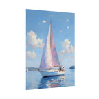 Zeilboot op kalm water met roze accenten - Poster 
