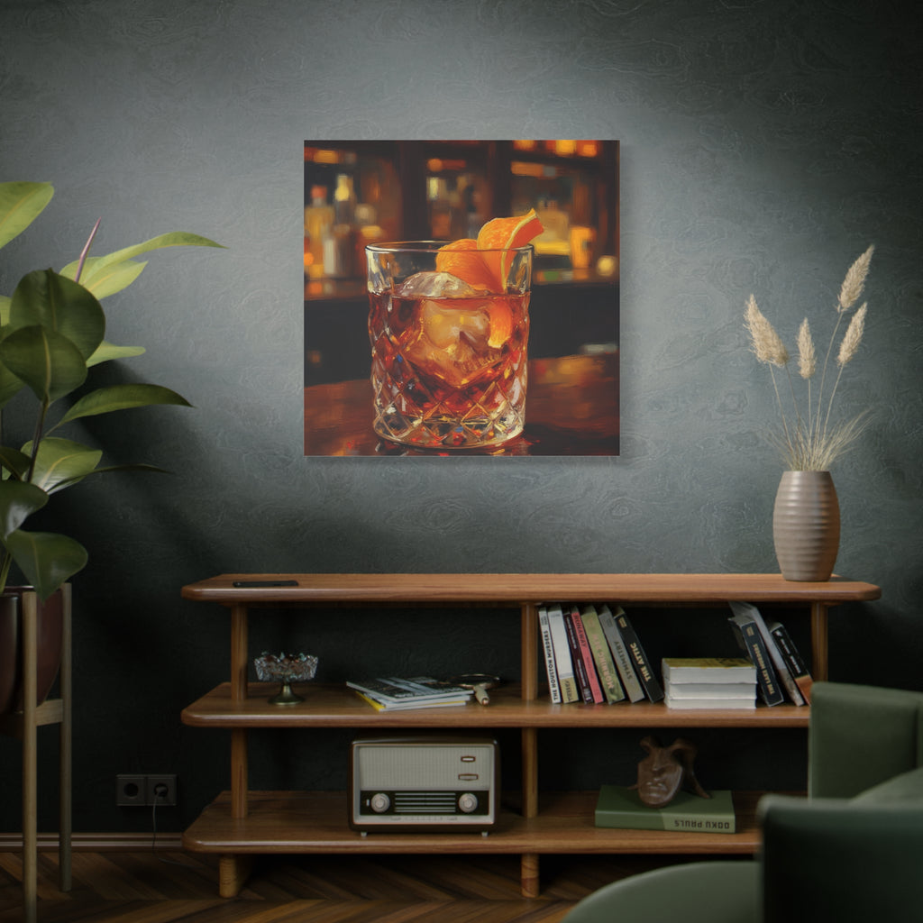 Whisky auf Eis – Wandbild – Bar- und Wohndekoration – Leinwand 