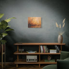 Abstracte muurdecoratie met gouden weidemotief - opgespannen canvas 