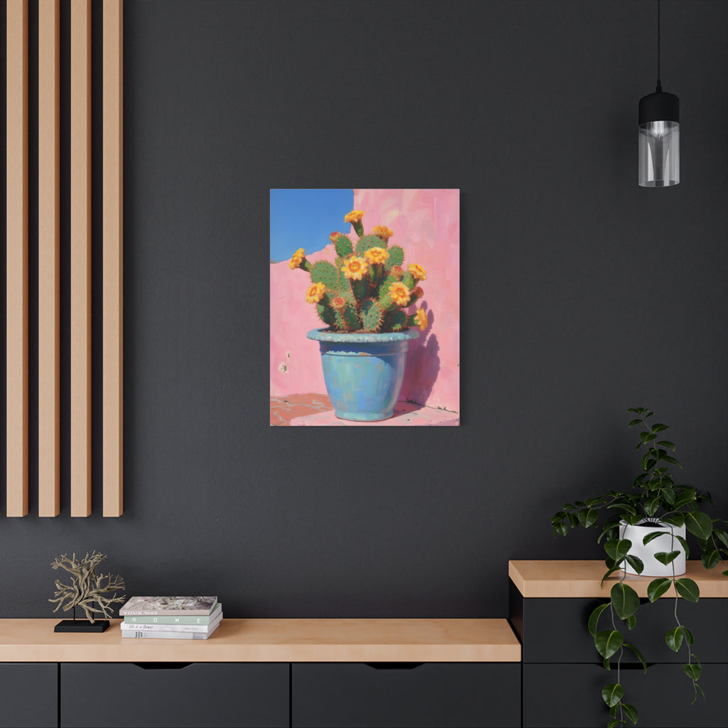 Cactus Roze Muurdecoratie - Gespannen Canvas 