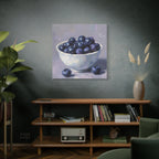Blueberry Bowl Canvas Print — Still Life Wall Art