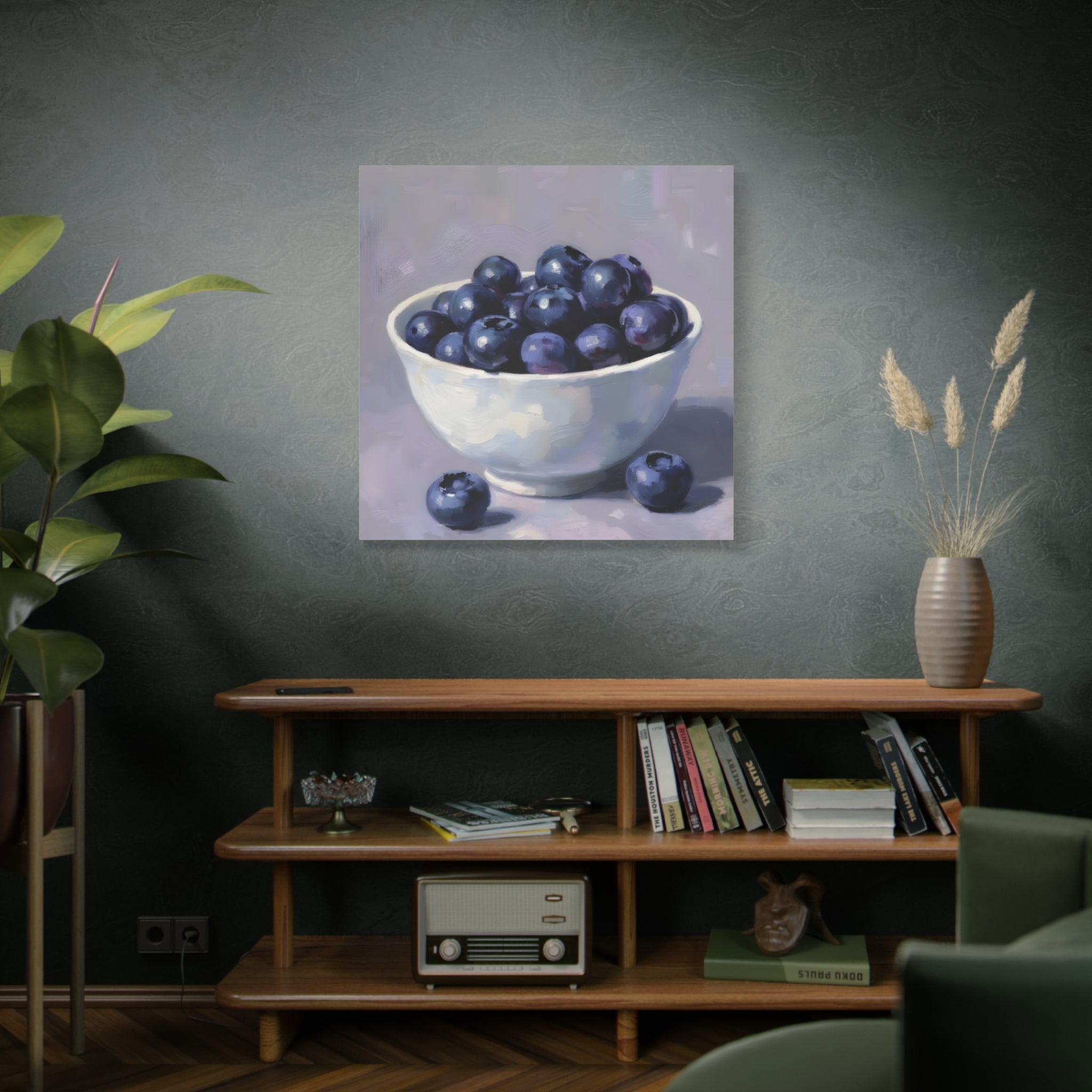 Blueberry Bowl Canvas Print — Still Life Wall Art