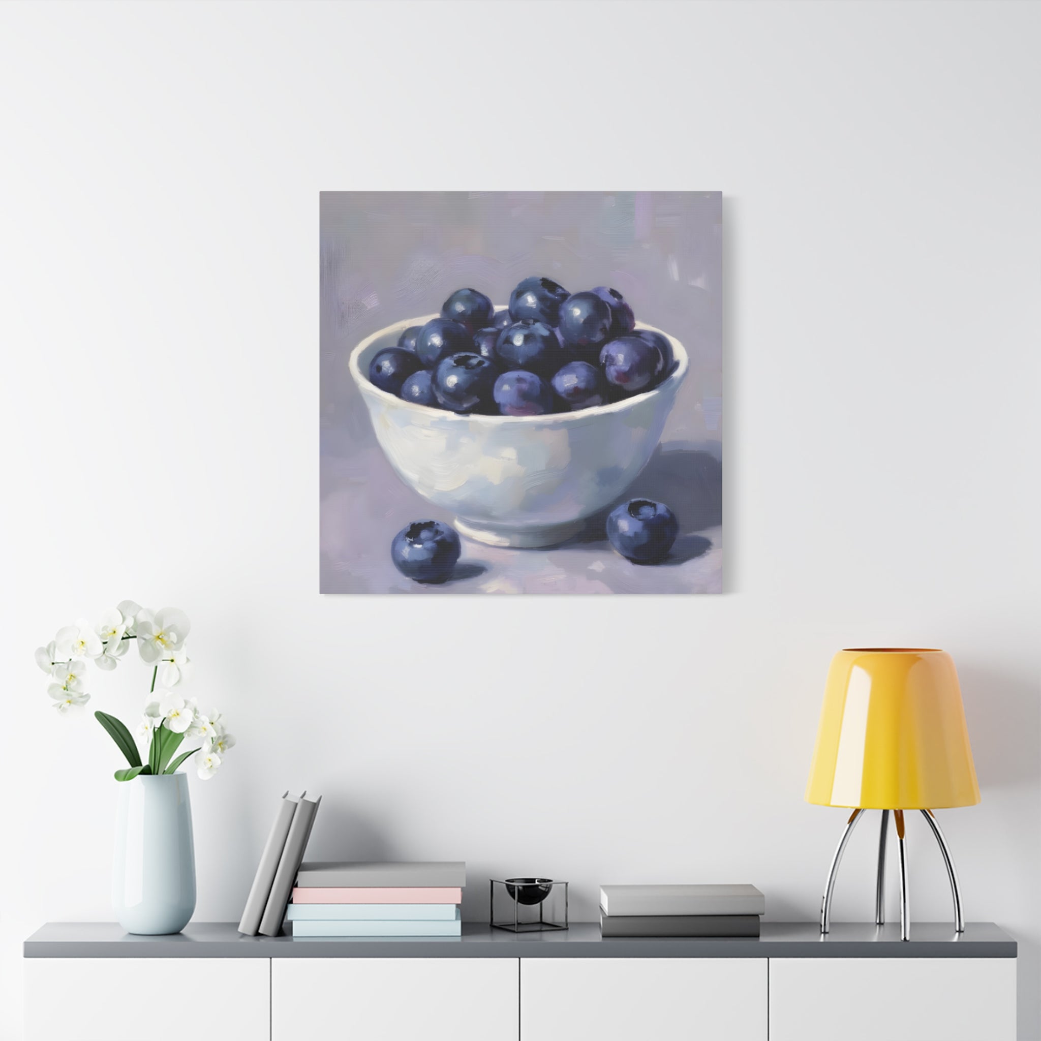 Blueberry Bowl Canvas Print — Still Life Wall Art