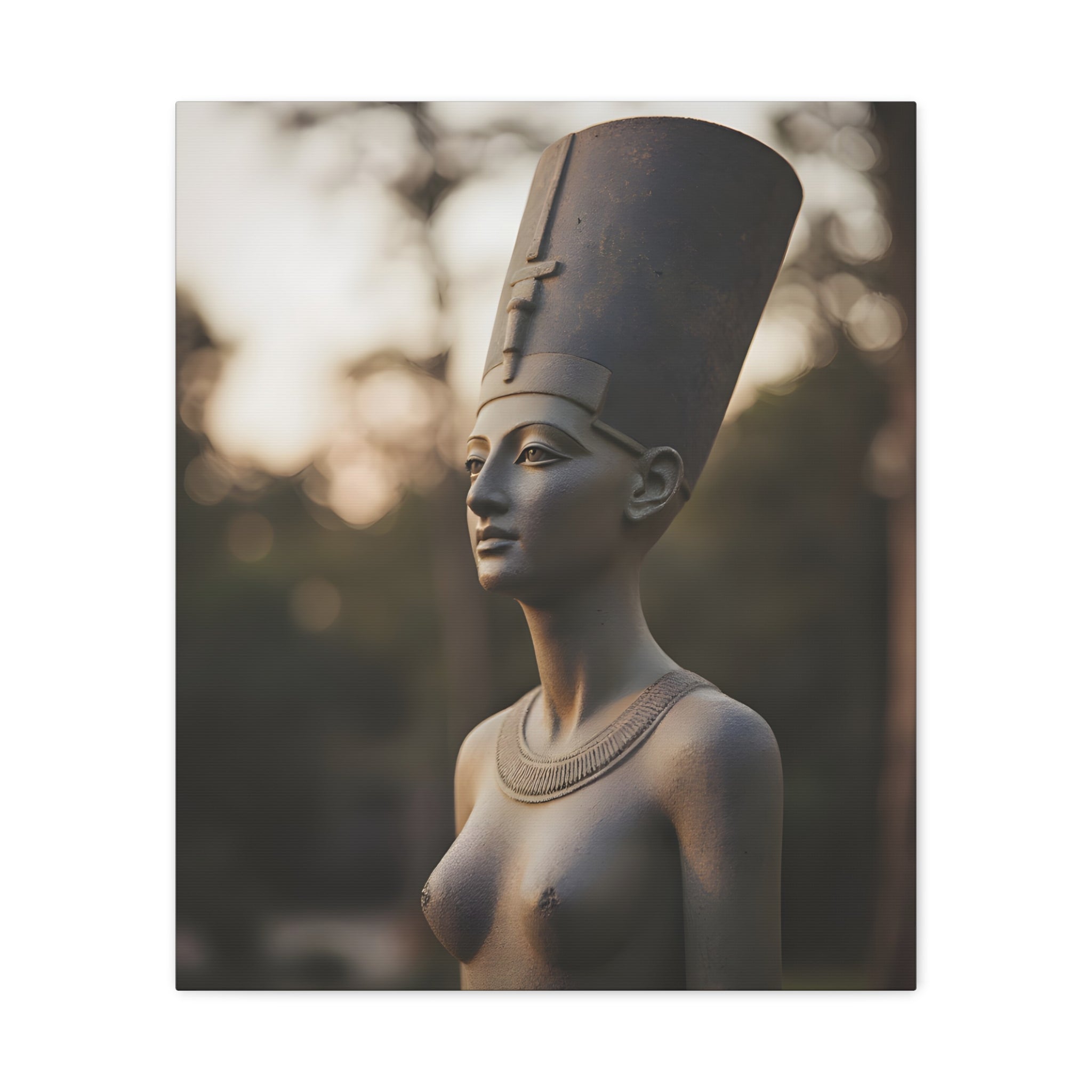 Nefertiti Bronze Statue Wall Art - Egyptian Sculpture Photography - Queen of Egypt - Stretched Canvas