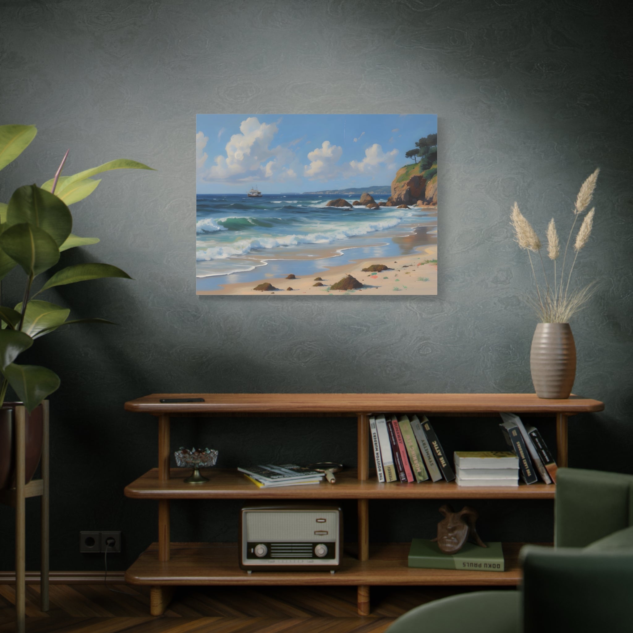 Seaside Beach Canvas Print — Coastal Landscape Matte Stretched Wall Art