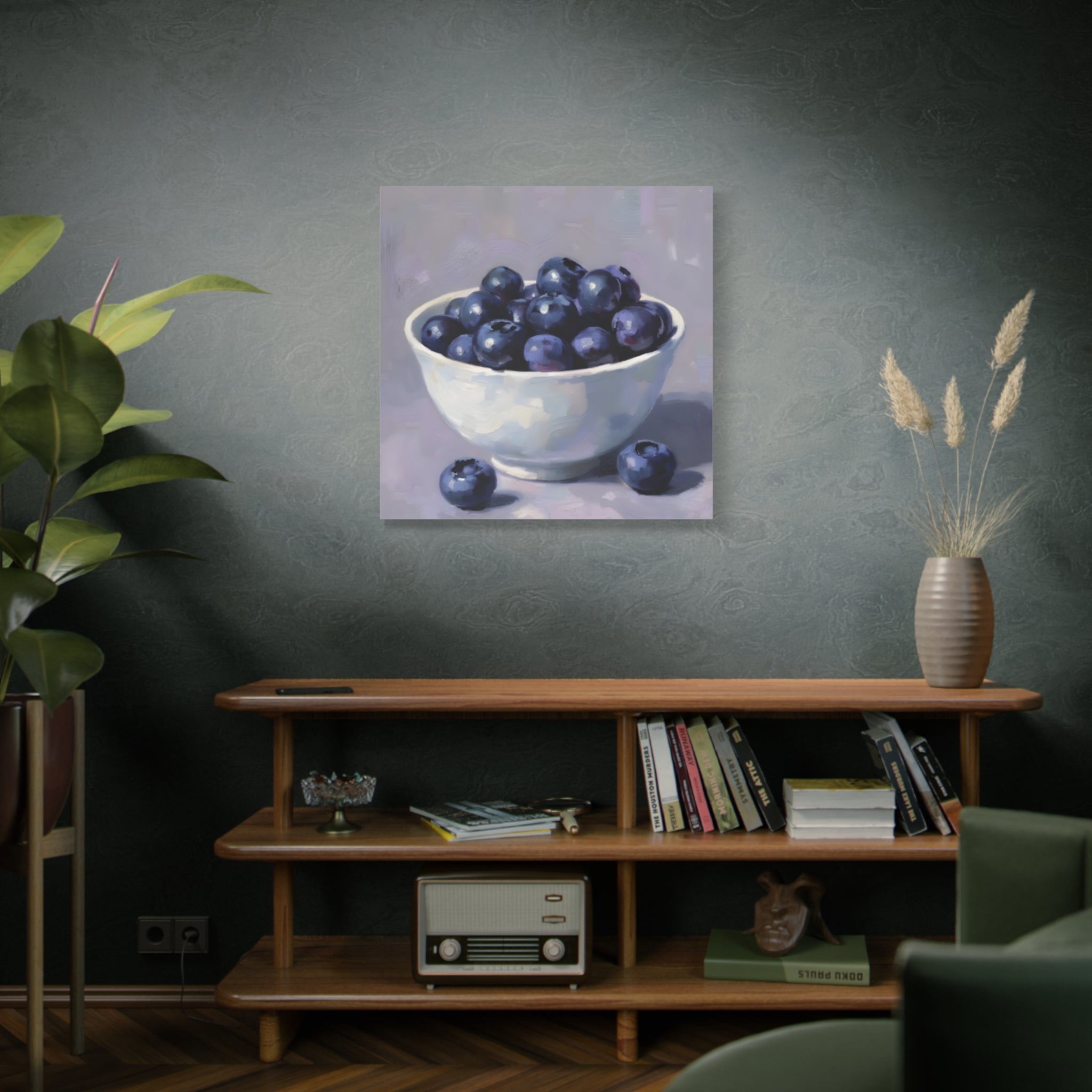 Blueberry Bowl Canvas Print — Still Life Wall Art