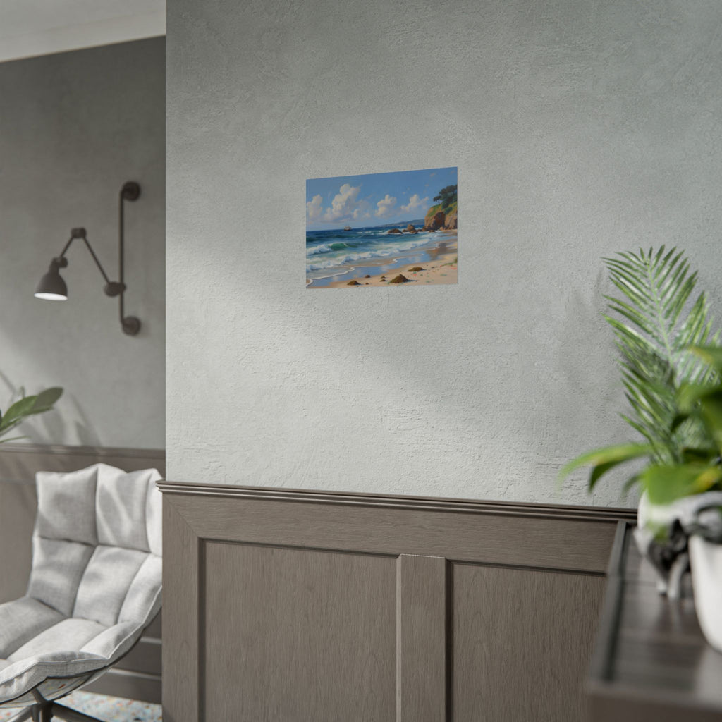 Coastal Seascape Poster - Rolled Beach Print, Ocean Waves Wall Art