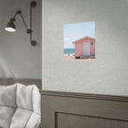 Roze strandhuisje als muurdecoratie - Poster 