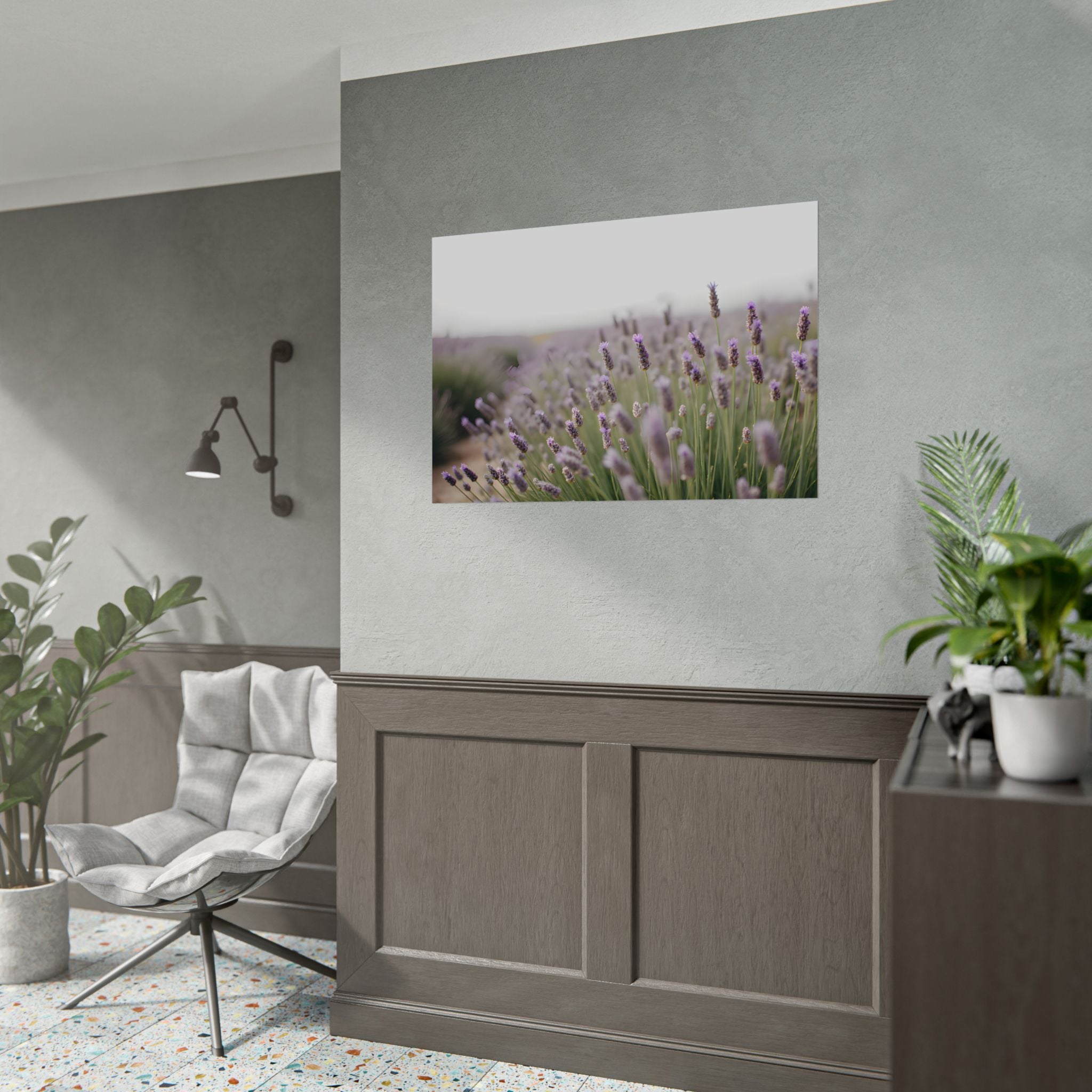 Muurdecoratie met lavendelveld – Poster 