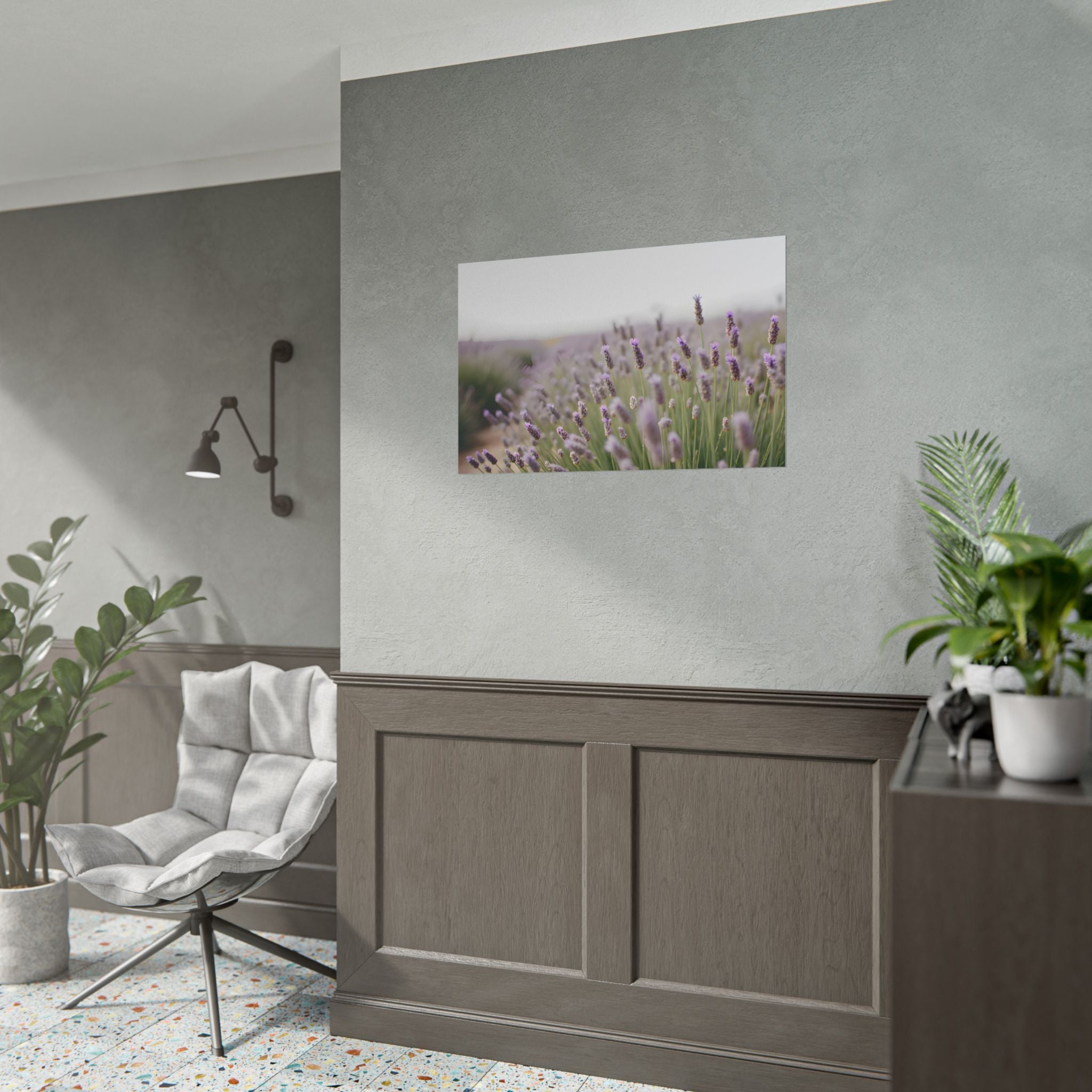 Muurdecoratie met lavendelveld – Poster 