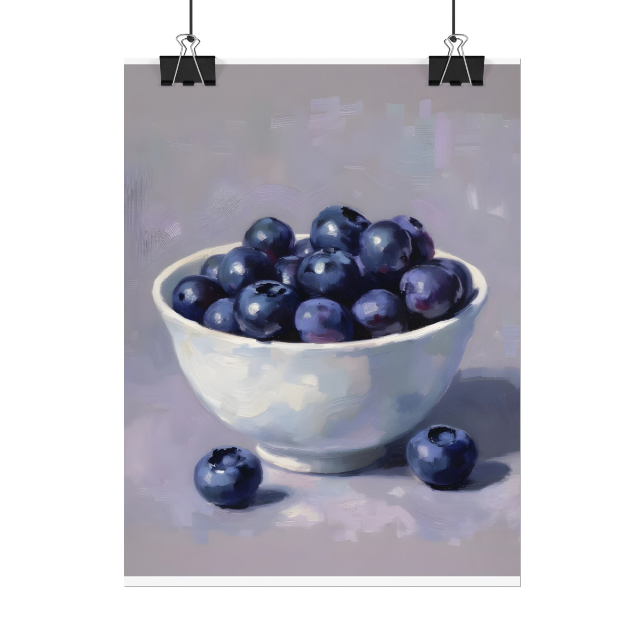 Blueberries Bowl Poster — Still Life Fruit Art Print (Rolled Poster)