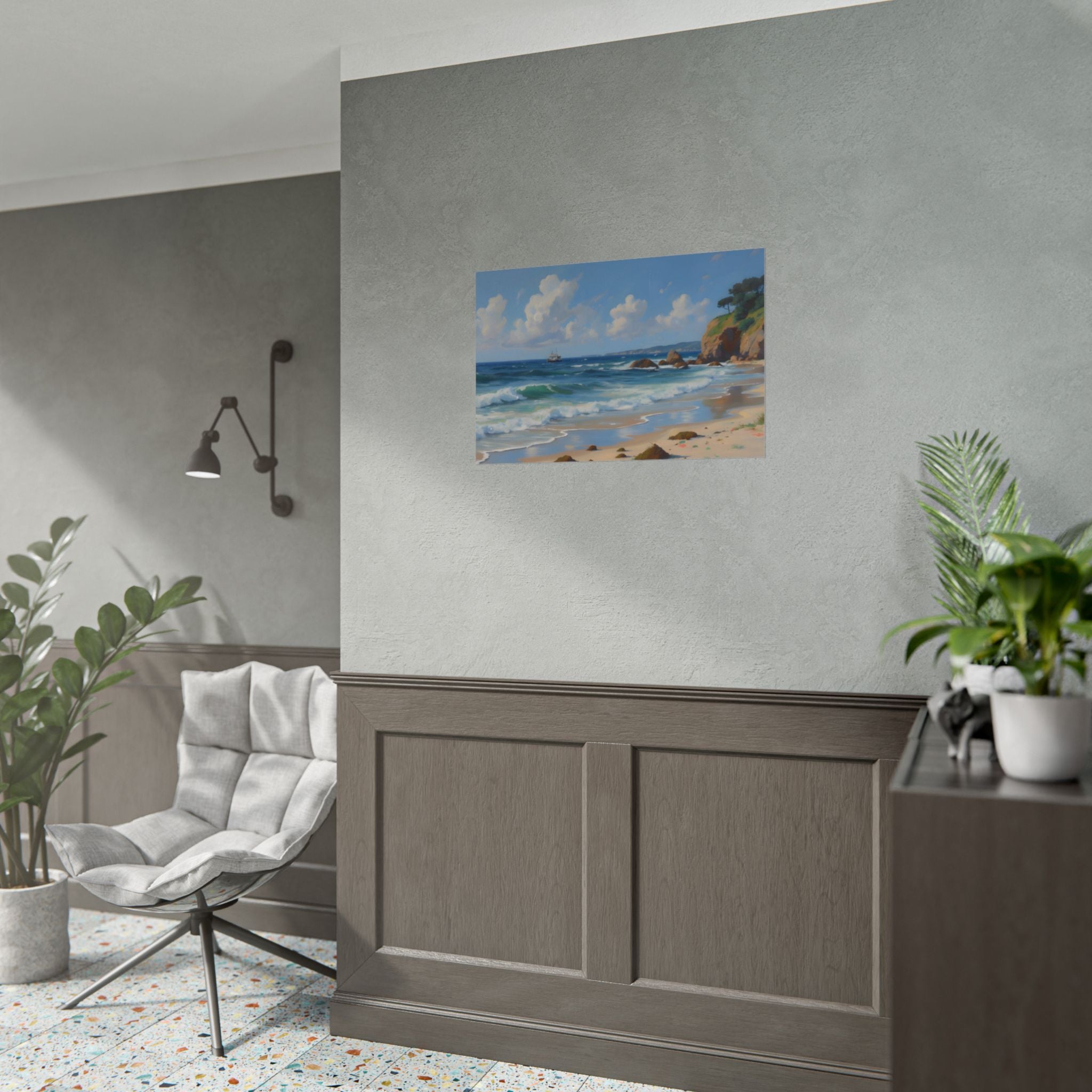 Coastal Seascape Poster - Rolled Beach Print, Ocean Waves Wall Art