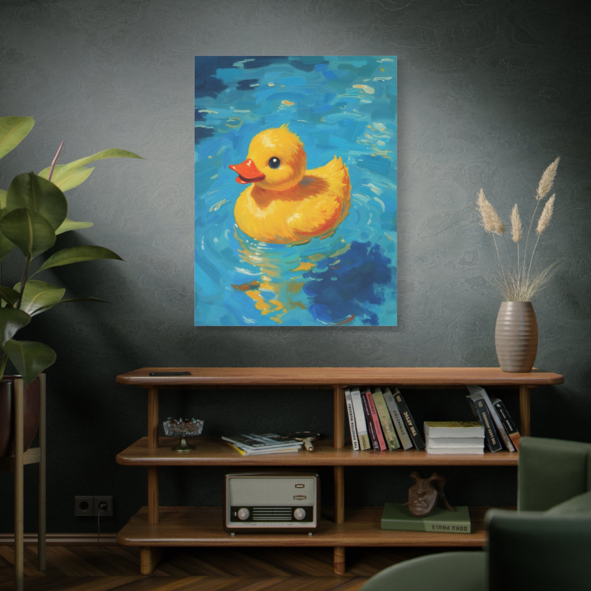 Rubber Duck Painting Canvas — Bright Yellow Nursery Wall Art