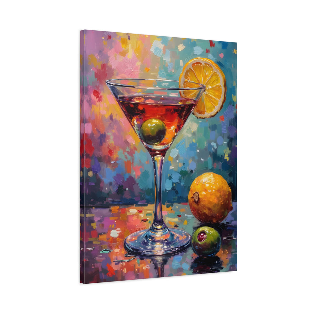 Buntes Martini-Glas-Leinwandbild mit matter Oberfläche - Keilrahmen