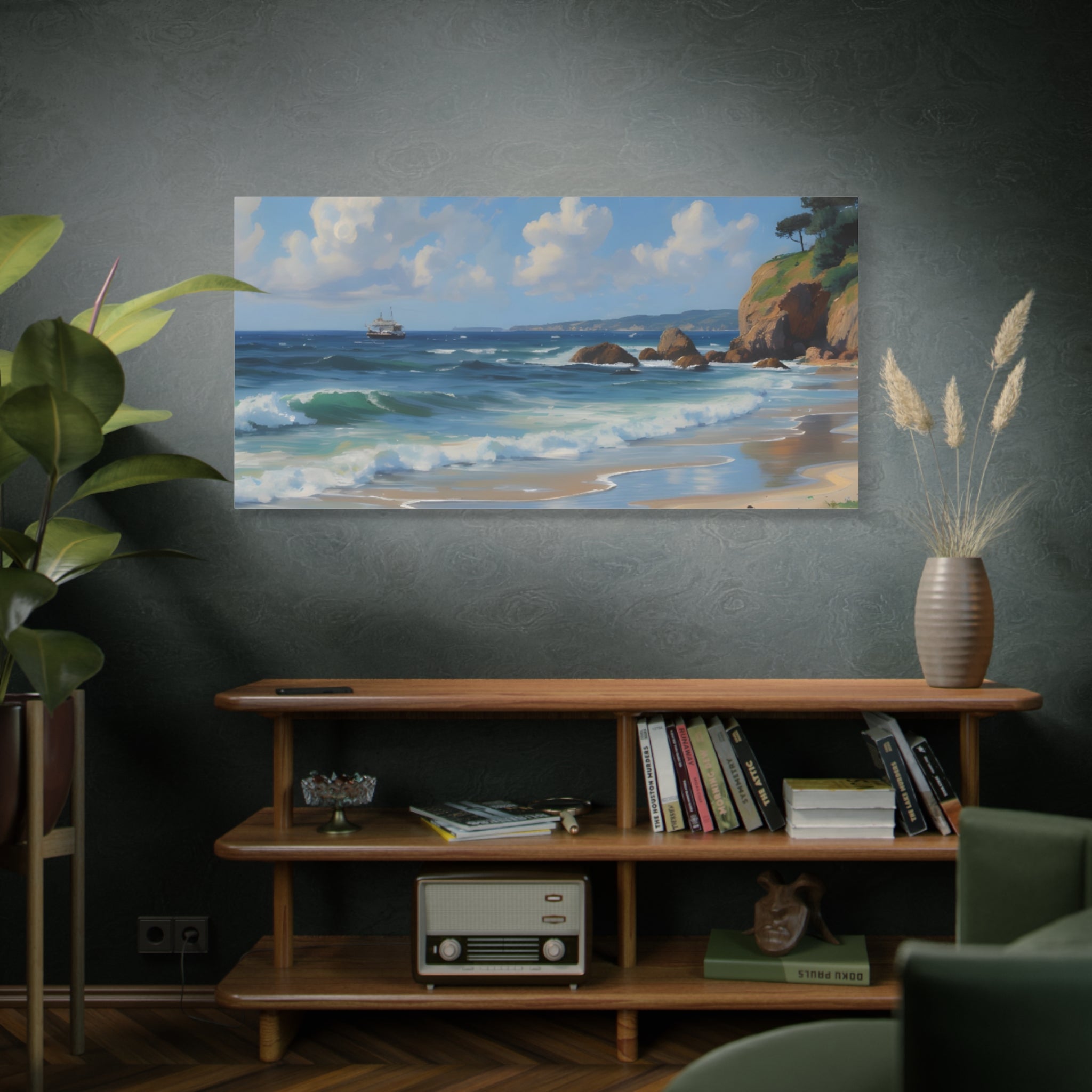 Seaside Beach Canvas Print — Coastal Landscape Matte Stretched Wall Art