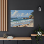 Seaside Beach Canvas Print — Coastal Landscape Matte Stretched Wall Art
