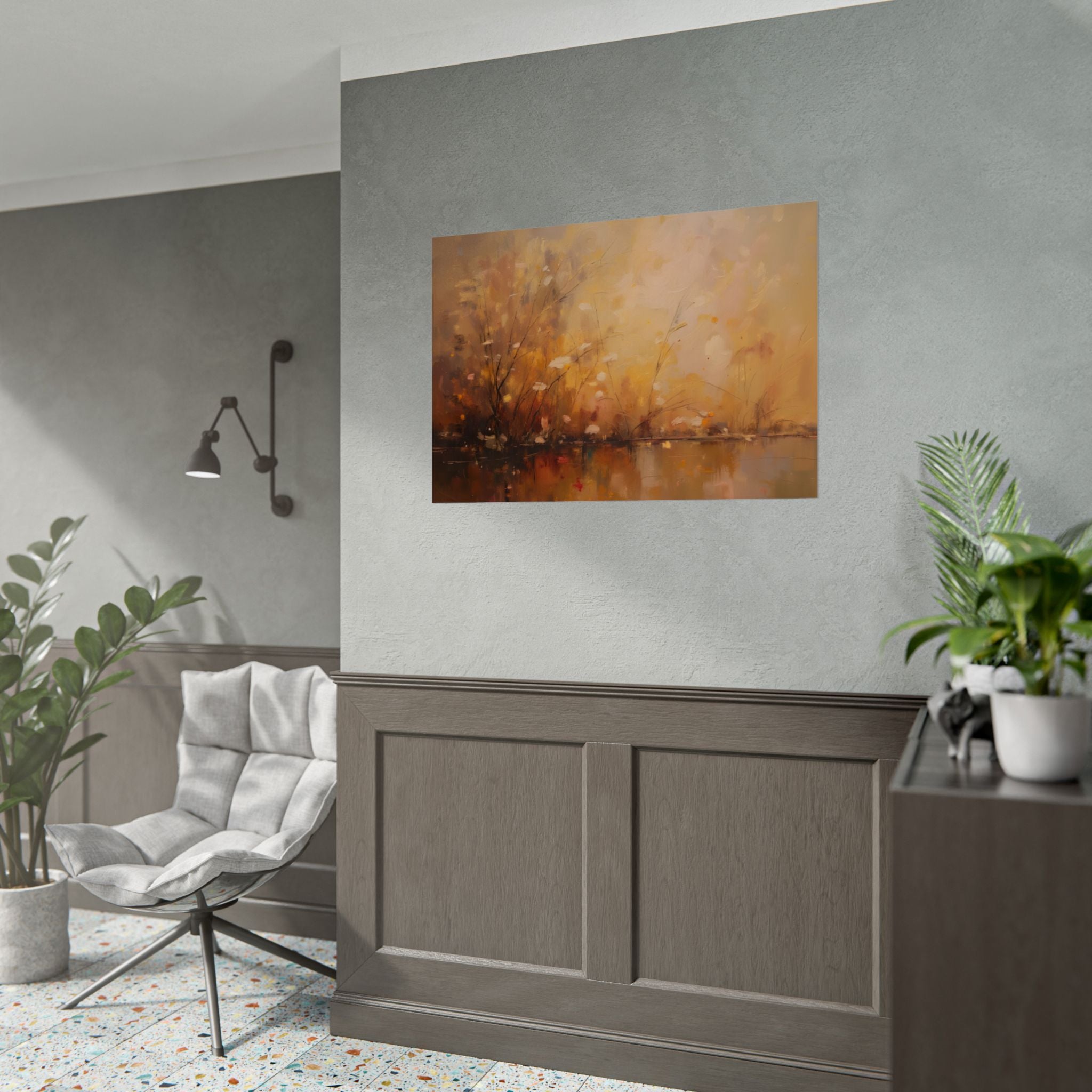 Abstraktes Wandbild „Goldene Wiese“ – Poster 