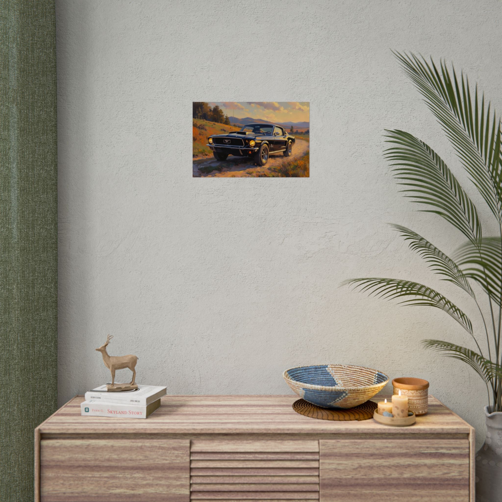 Vintage Mustang Sunset Wall Art - Classic Muscle Car - Poster