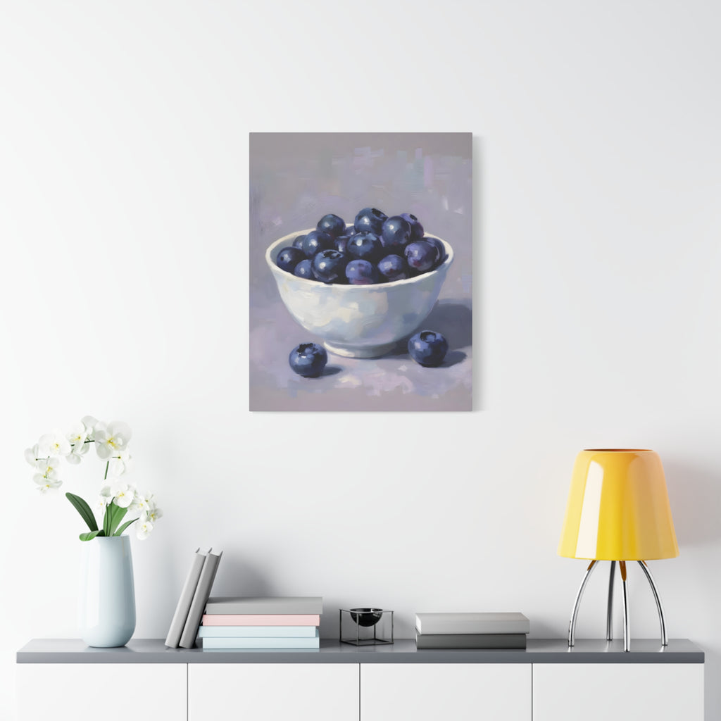 Blueberry Bowl Canvas Print — Still Life Wall Art