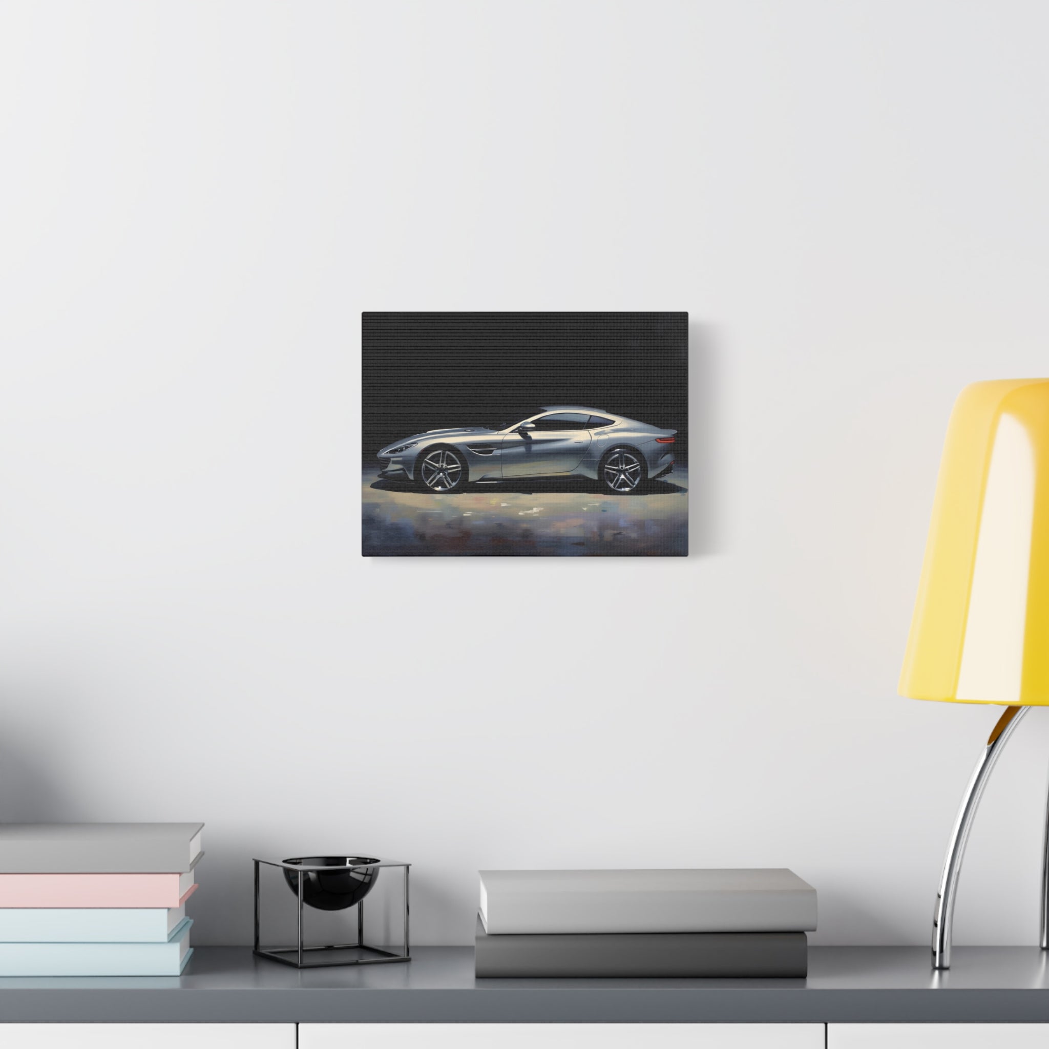 Silver Sports Car Matte Canvas Print — Modern Automotive Wall Art