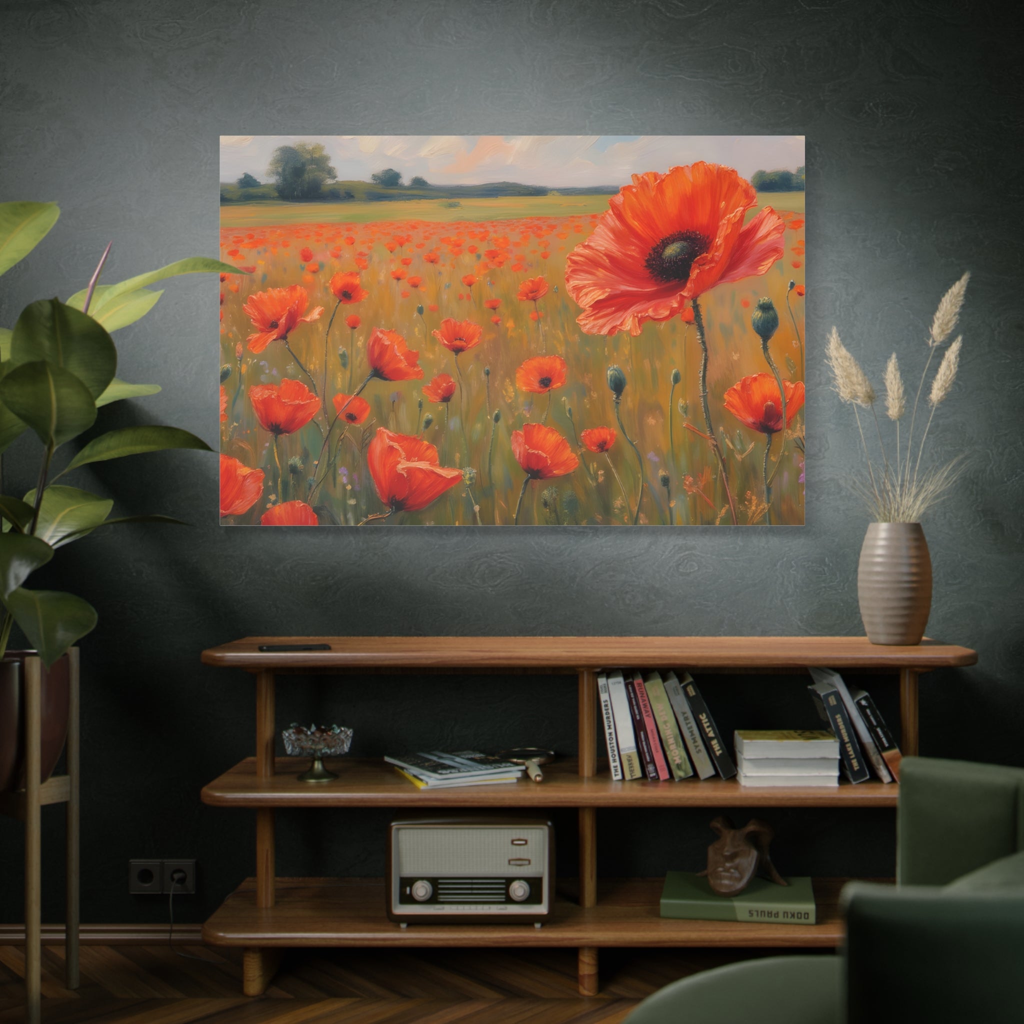 Poppy Field Canvas Wall Art — Matte Stretched Floral Painting