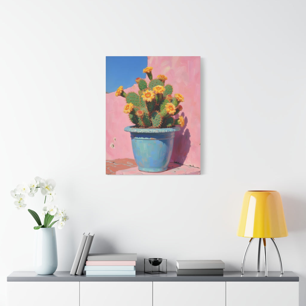 Cactus Roze Muurdecoratie - Gespannen Canvas 