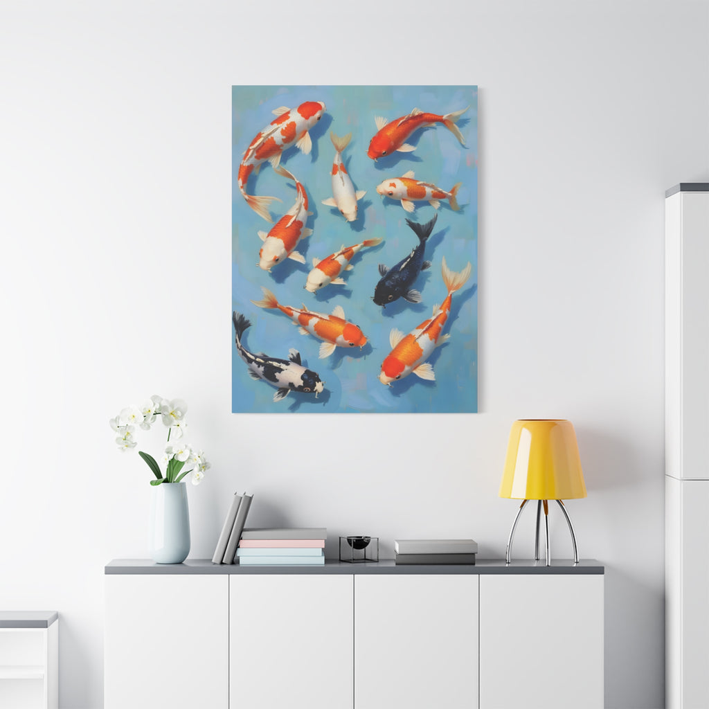 Koi Pond Canvas Art - Stretched Matte Fish Wall Decor