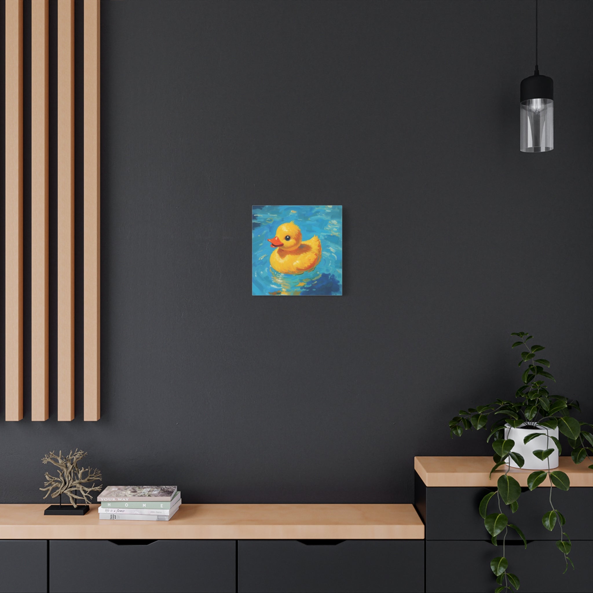 Rubber Duck Painting Canvas — Bright Yellow Nursery Wall Art