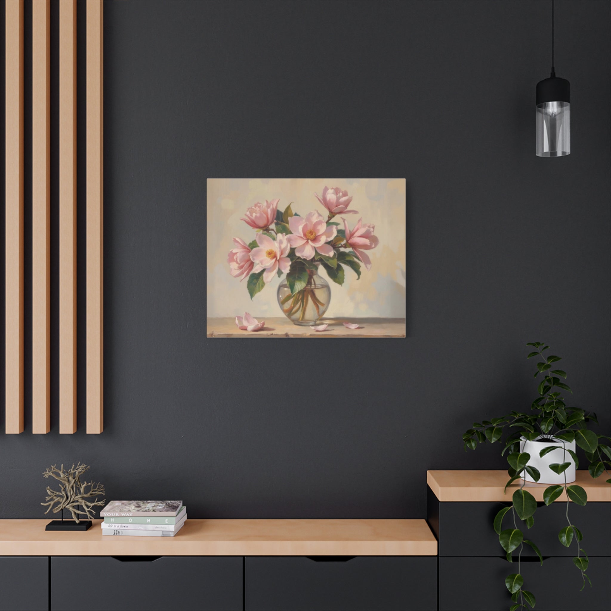 Pink Peonies Bouquet Canvas Wall Art - Stretched Matte Floral Print
