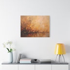 Abstracte muurdecoratie met gouden weidemotief - opgespannen canvas 