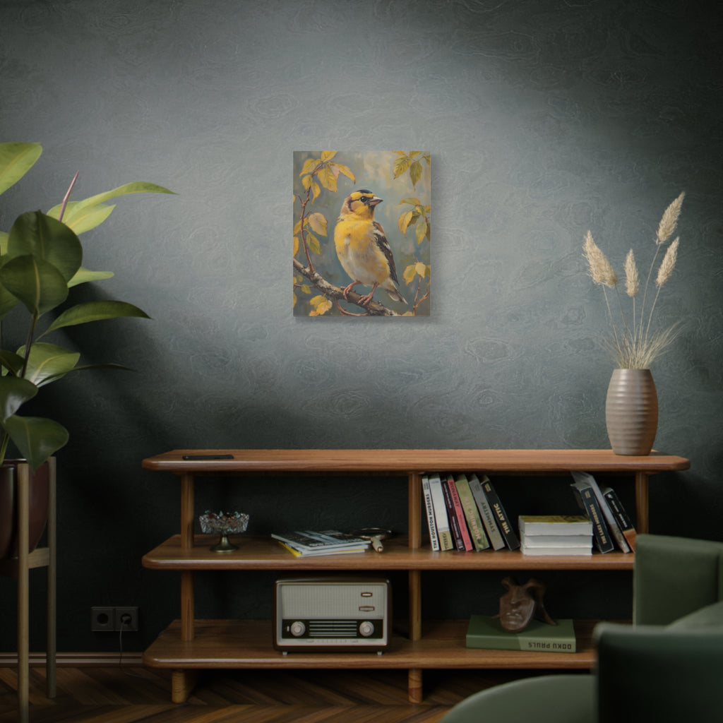 Goudvink op een tak Muurdecoratie - Gespannen canvas 