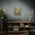 Goudvink op een tak Muurdecoratie - Gespannen canvas 