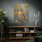 Goudvink op een tak Muurdecoratie - Gespannen canvas 