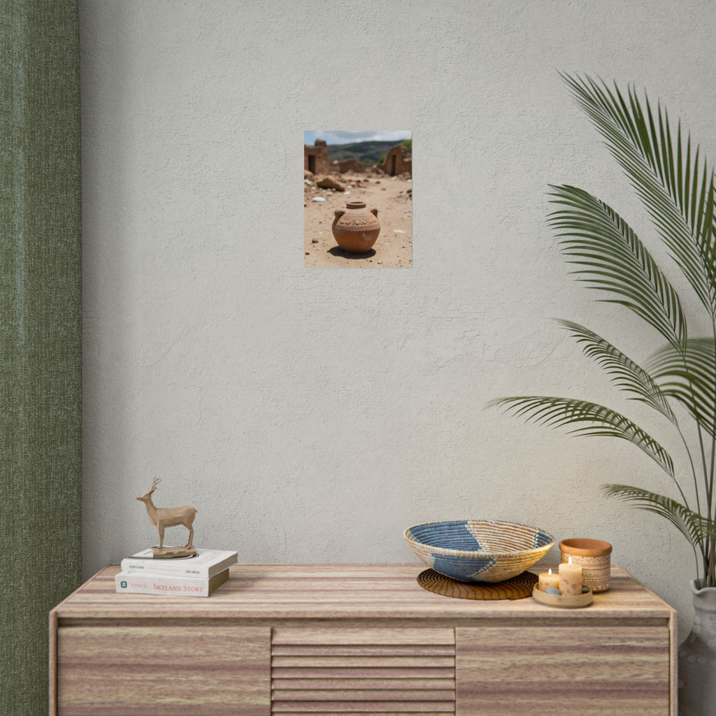 Rustieke terracotta bloempotwoestijnposter - opgerolde fotoafdruk