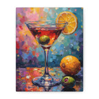 Buntes Martini-Glas-Leinwandbild mit matter Oberfläche - Keilrahmen