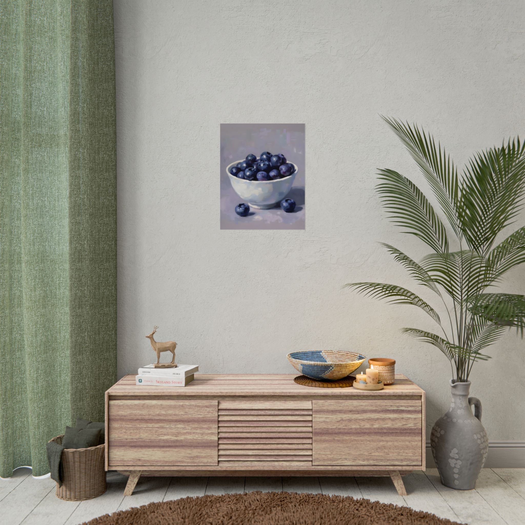 Blueberries Bowl Poster — Still Life Fruit Art Print (Rolled Poster)
