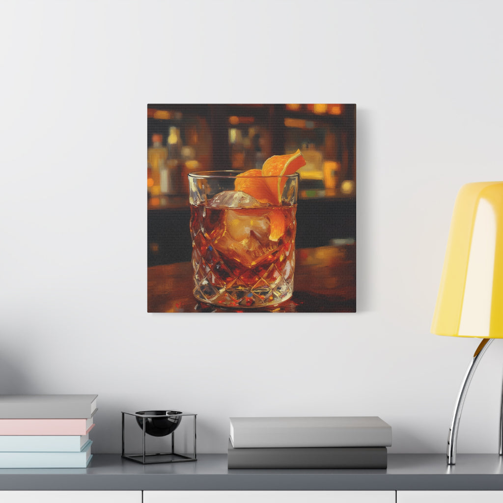 Whisky auf Eis – Wandbild – Bar- und Wohndekoration – Leinwand 