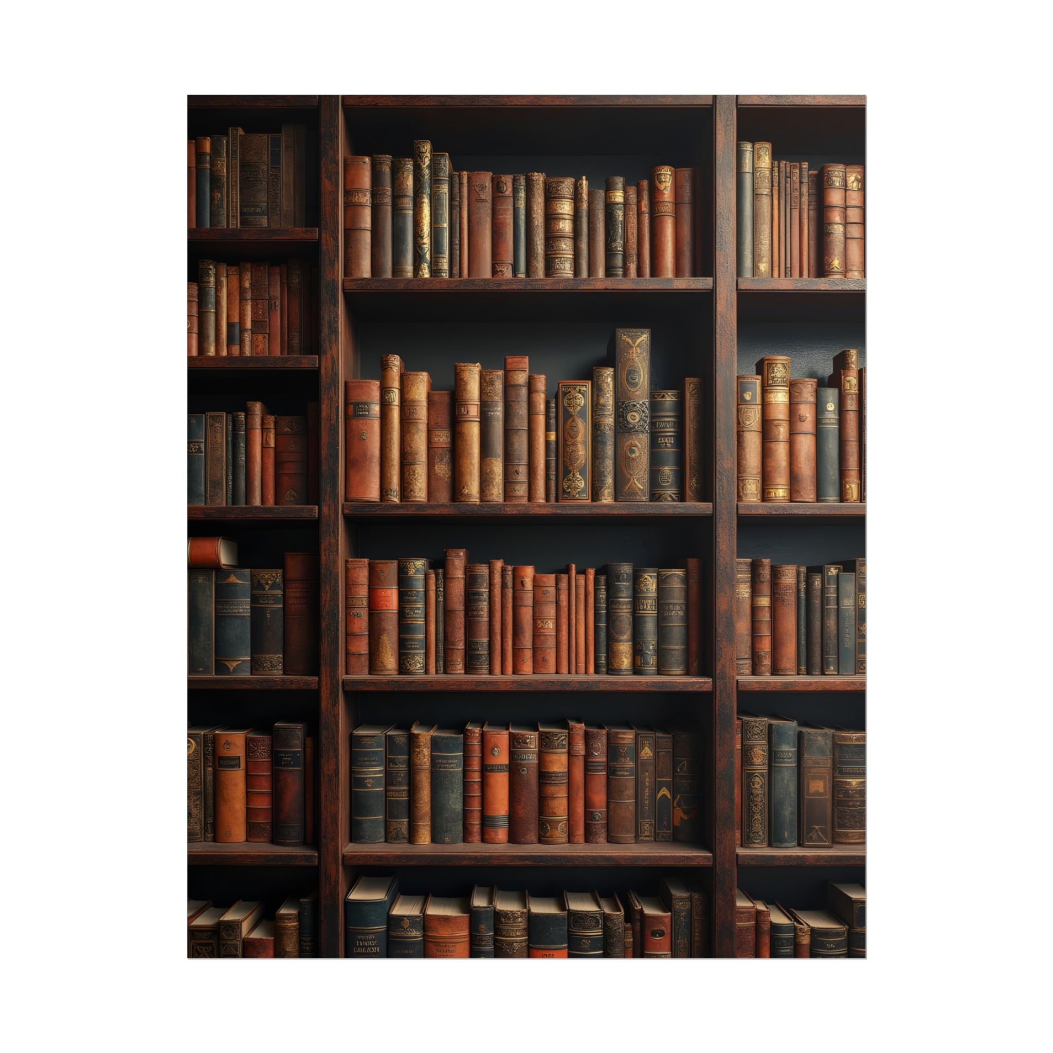 Vintage Library Bookshelf Rolled Poster - Antique Bookshop Wall Art