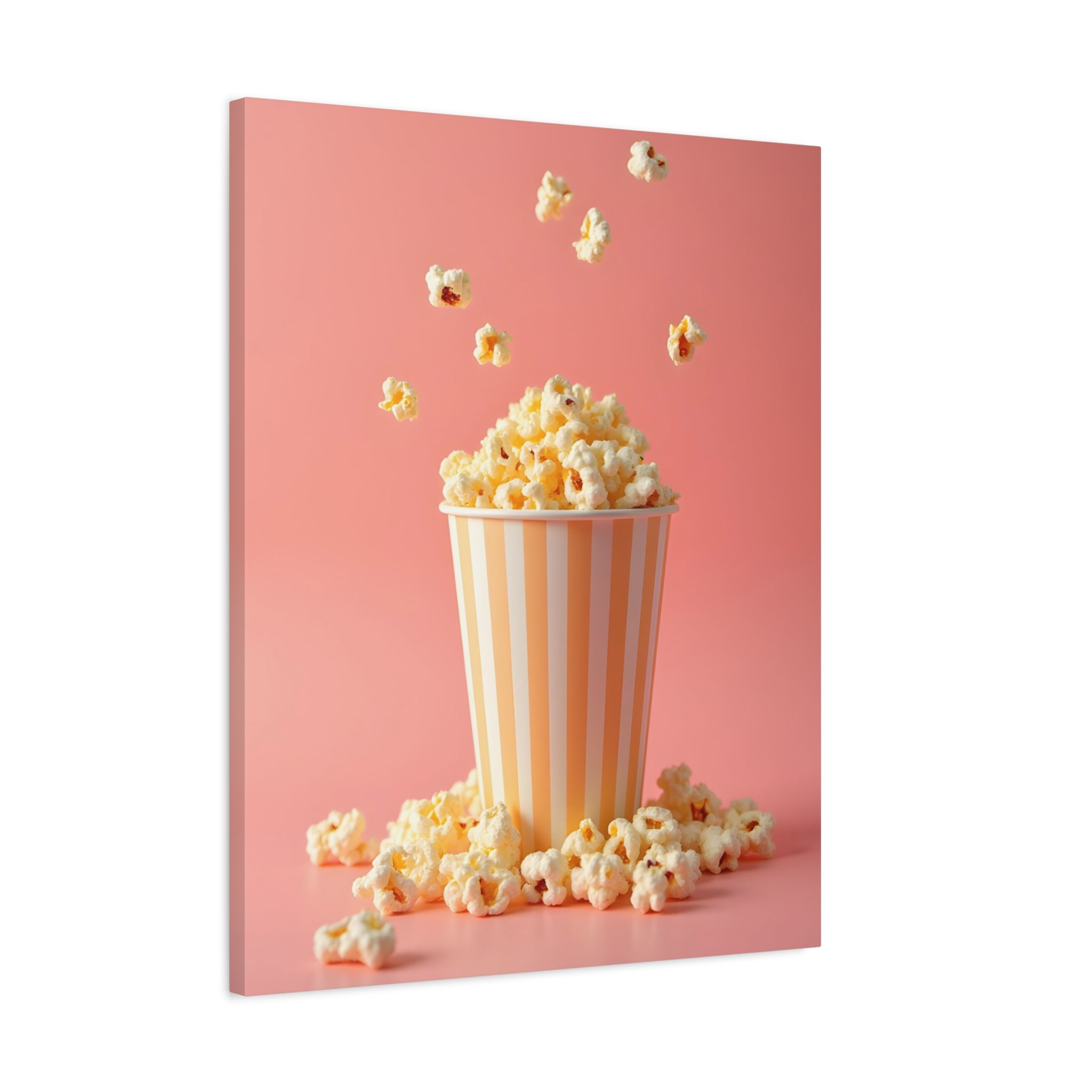 Popcorn met een roze achtergrond Muurdecoratie - Gespannen canvas 