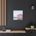 Pink Beach Cottage  Wall Art - Stretched Canvas