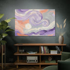 Abstract Swirl Canvas Art – Lavender & Peach Matte Stretched Canvas