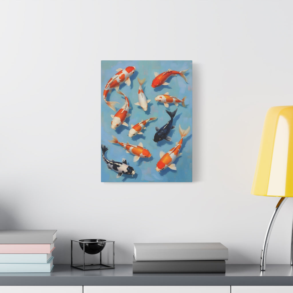 Koi Pond Canvas Art - Stretched Matte Fish Wall Decor